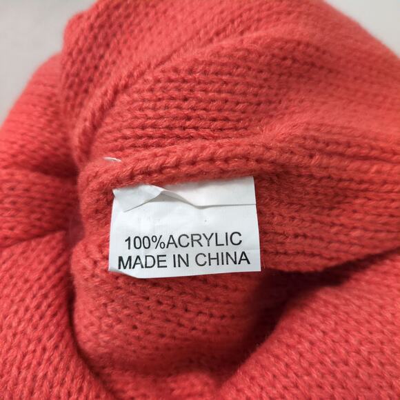 NEFF Sarah Women's Embroidered "N" Cable Knit Beanie Hat, Orange NWT Winter Ski - Picture 4 of 5